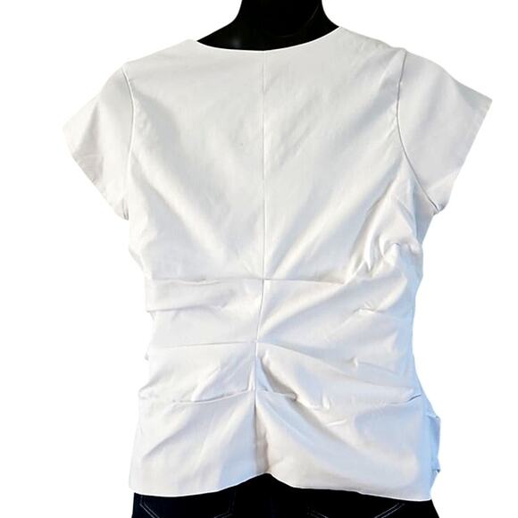 NWOT Nicole by Nicole Miller White V-Neck Pleated Blouse Women’s Size Large - Picture 7 of 7